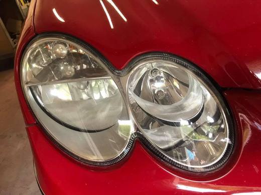 Yellowed headlights before the restore