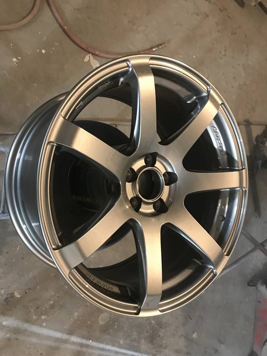 A refinished wheel, close in